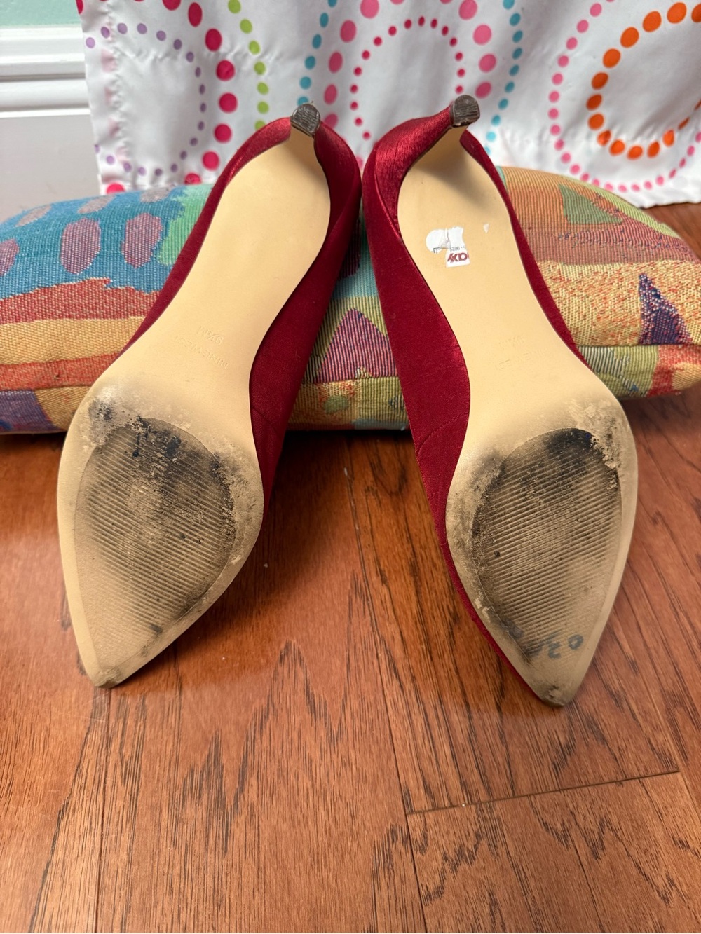 Nine West Burgundy Pointed-Toe Satin Pumps - Picture 4 of 6